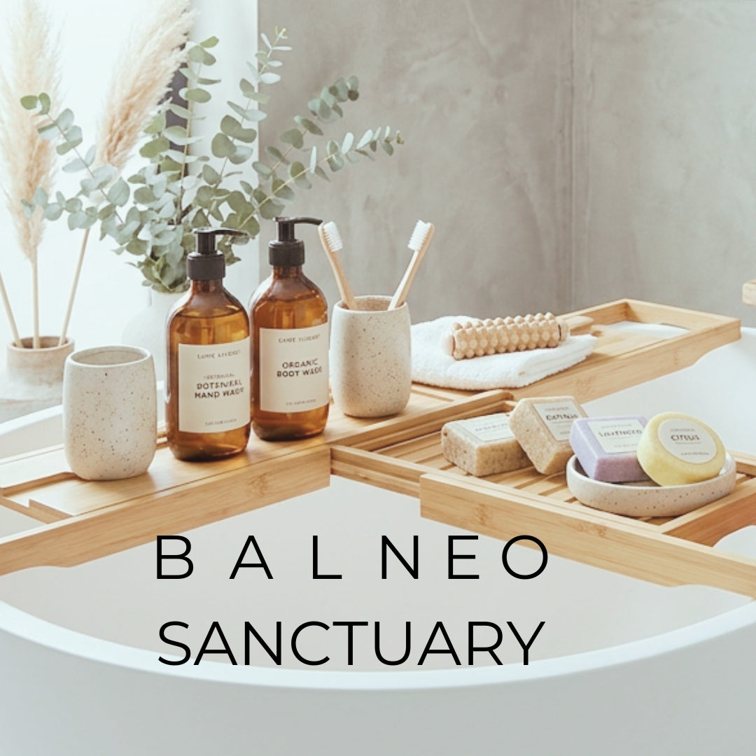 Balneo Sanctuary - bathroom self care  essential products in a minimalist bathroom category image