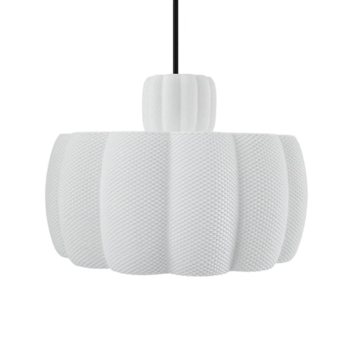 White textured pendant light on a white background