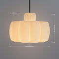 Pendant light with dimensions indicated on a gray background
