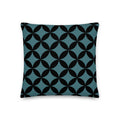 Mid-Century Modern Geometric Pillow in Midnight Ocean - 18" Square Size with Linen-Feel Fabric