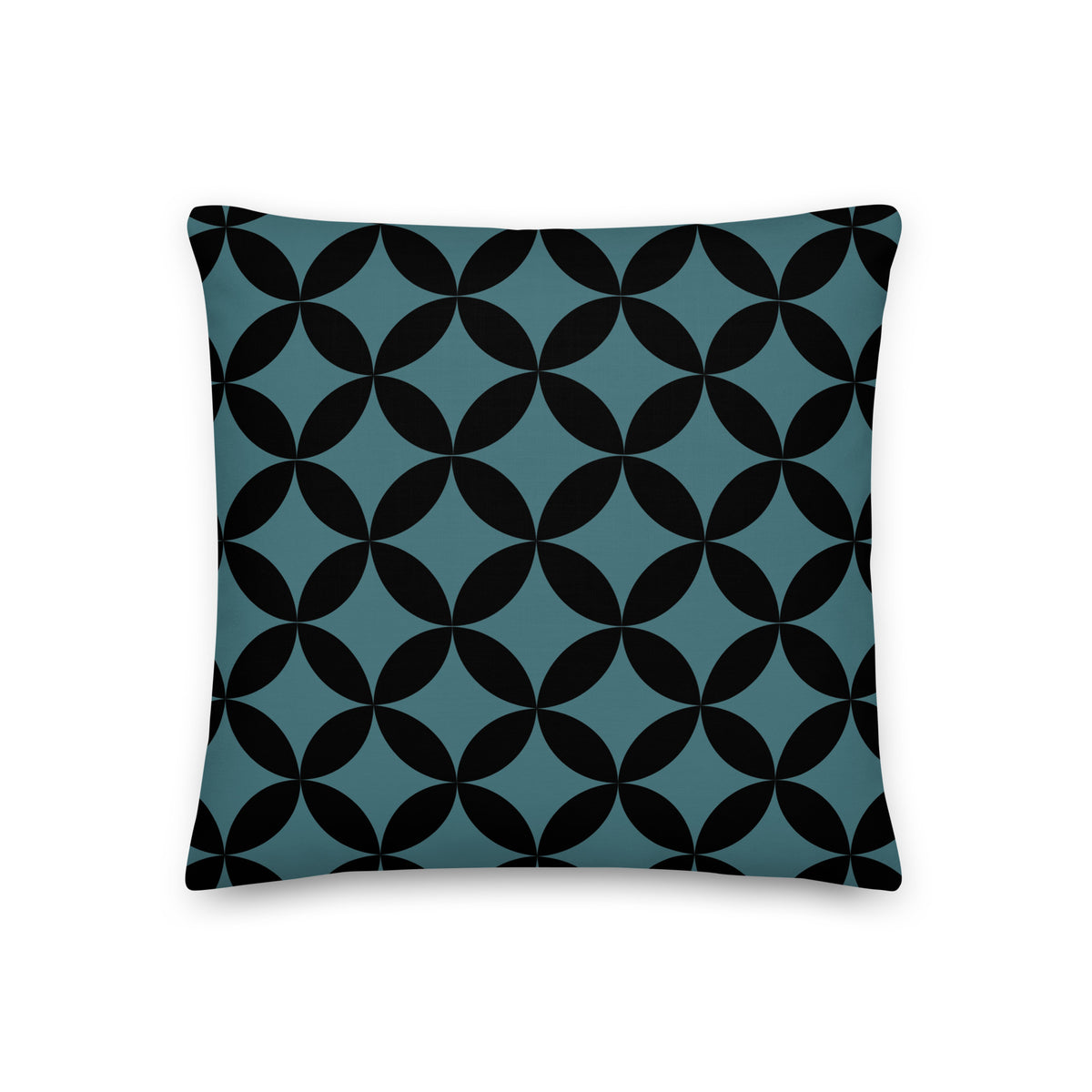 Mid-Century Modern Geometric Pillow in Midnight Ocean - 18" Square Size with Linen-Feel Fabric