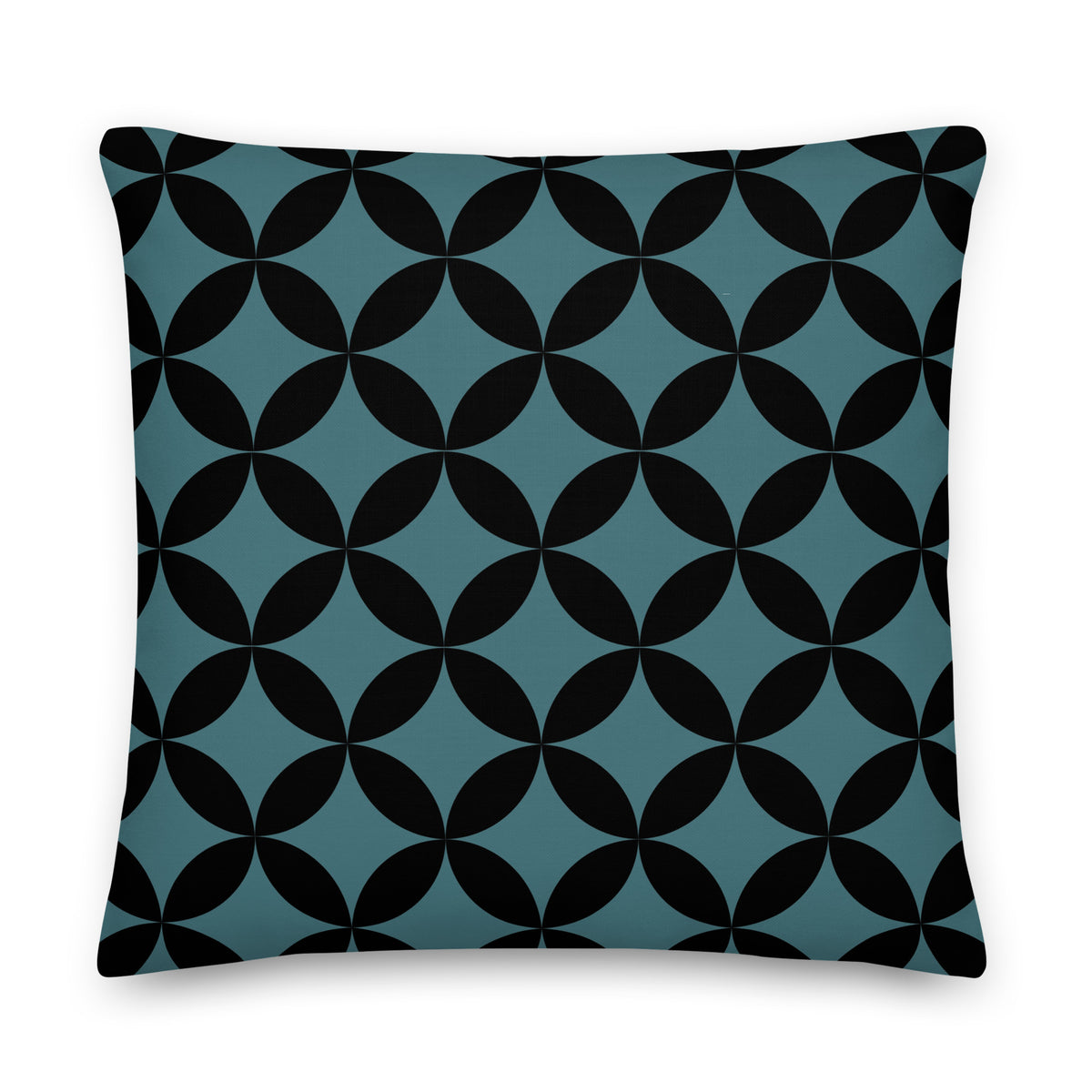 Mid-Century Modern Geometric Pillow in Midnight Ocean by Lume Vivendi - Navy & Deep Blue 22" Square Throw Pillow