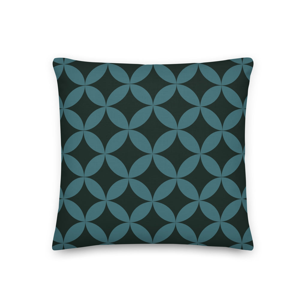 Mid-Century Modern Geometric Pillow in Twilight Ocean - 18" Square Size with Linen-Feel Fabric