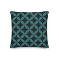 Mid-Century Modern Geometric Pillow in Twilight Ocean - 18" Square Size with Linen-Feel Fabric