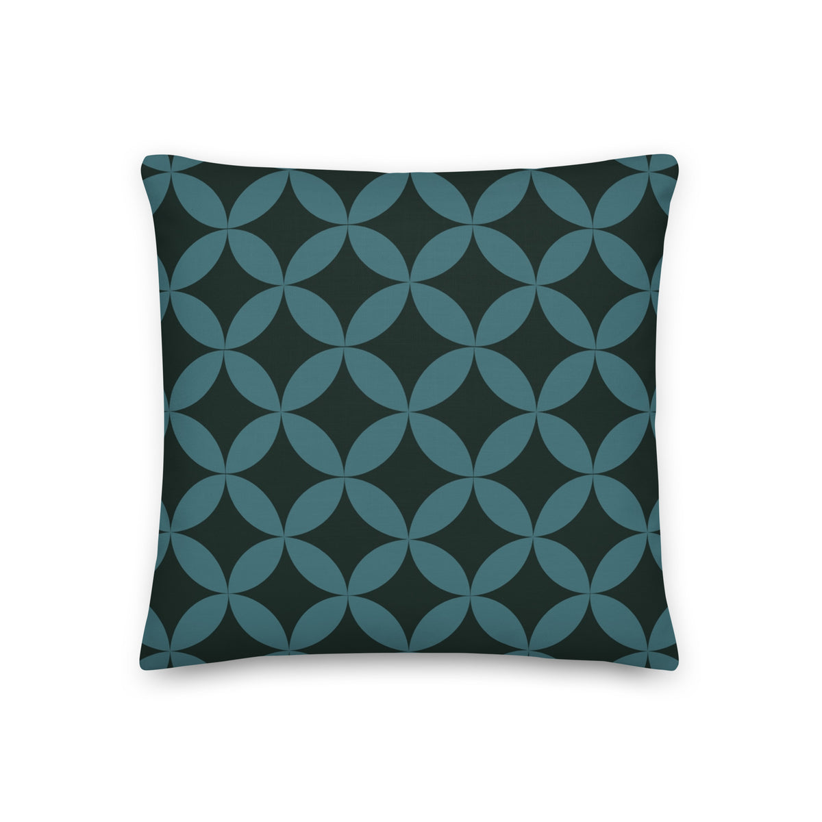 Mid-Century Modern Geometric Pillow in Twilight Ocean - 18" Square Size with Linen-Feel Fabric