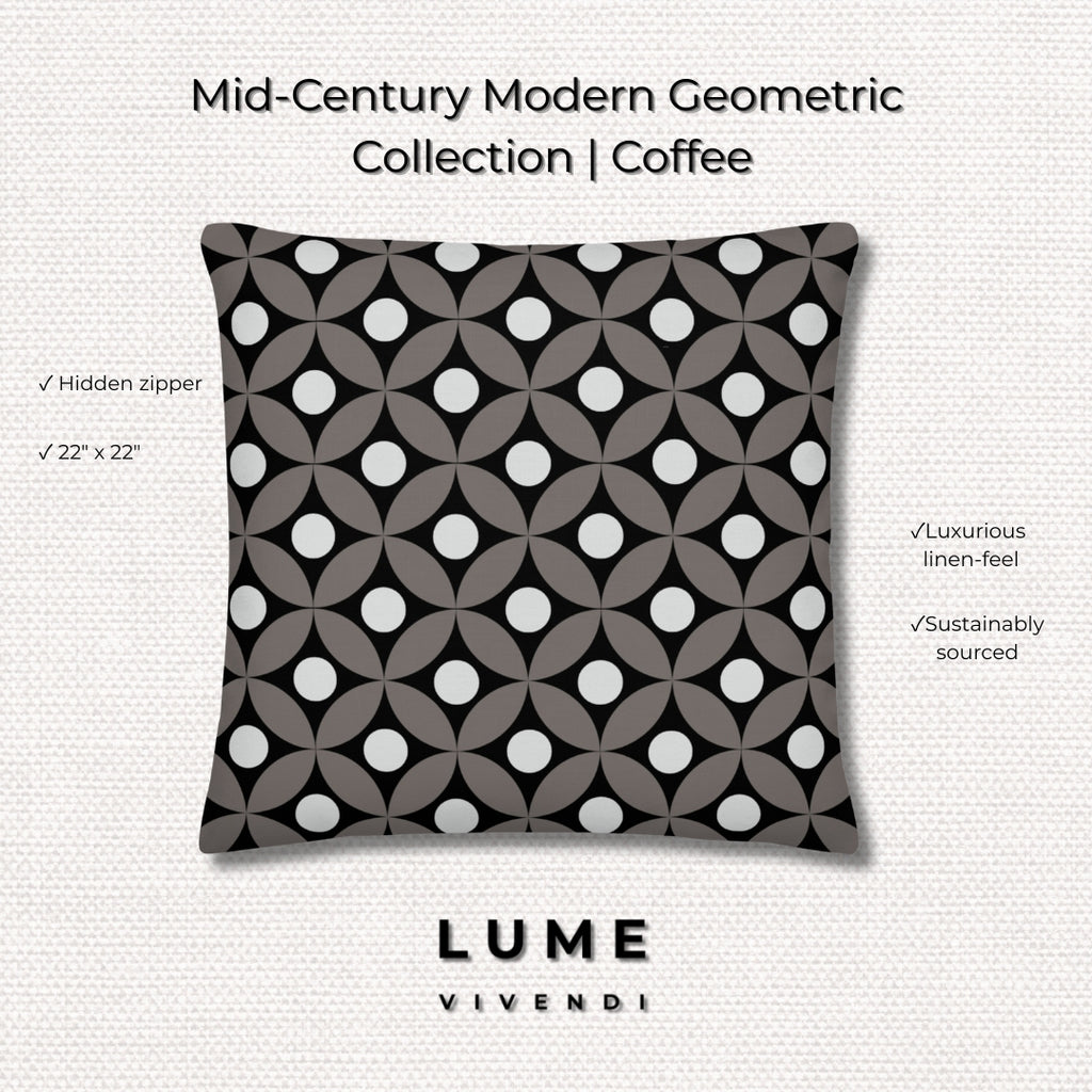 Mid-Century Modern Geometric  Collection | Coffee | Premium Pillow | Lume Vivendi