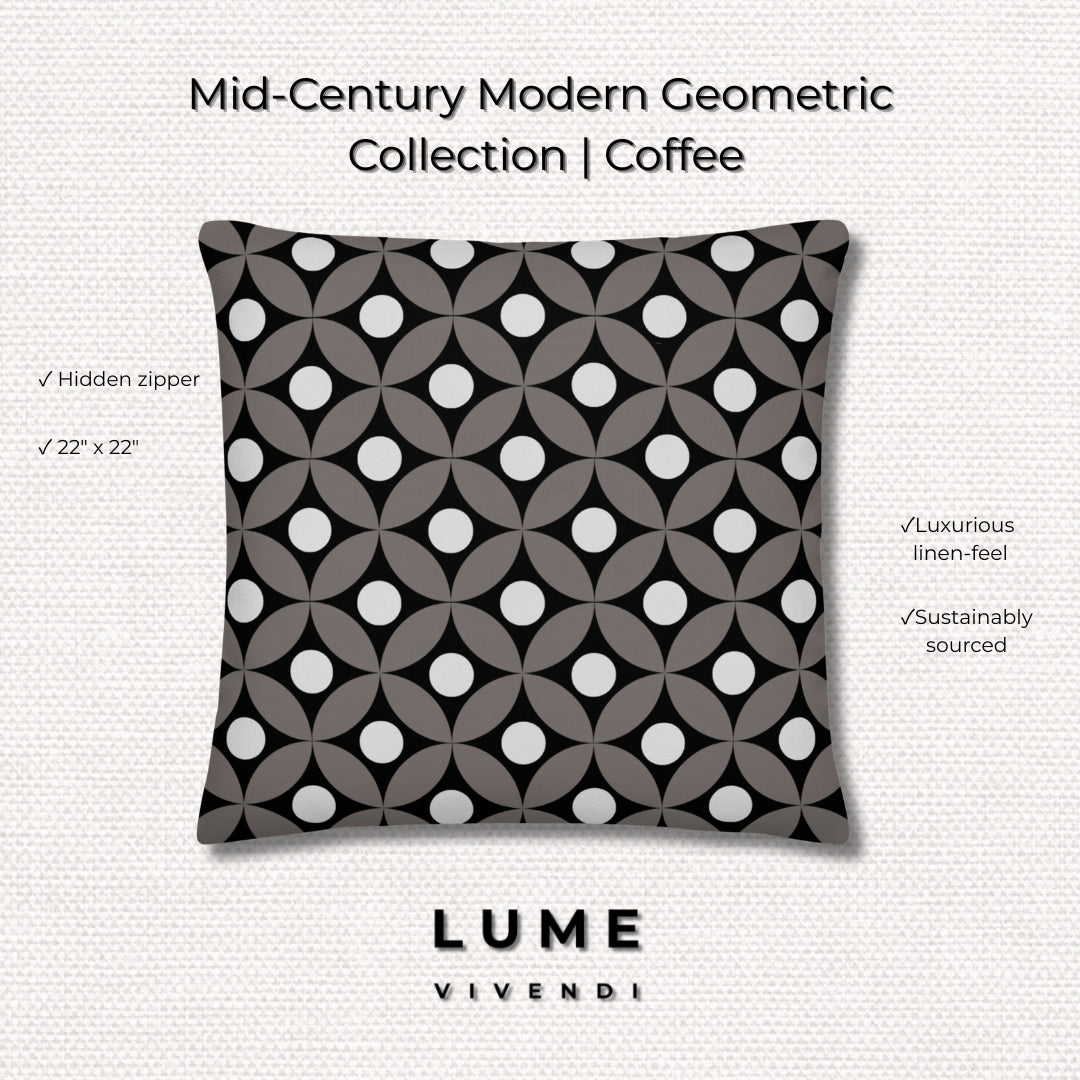 Mid-Century Modern Geometric  Collection | Coffee | Premium Pillow | Lume Vivendi