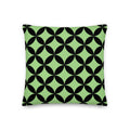 Mid Century Modern Geometric Collection Leaf Pillow in dark black and light lime green on white background 