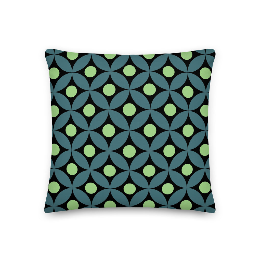 Mid-Century Modern Geometric Pillow in Ocean - Teal and Lime Green Coastal Pattern product image