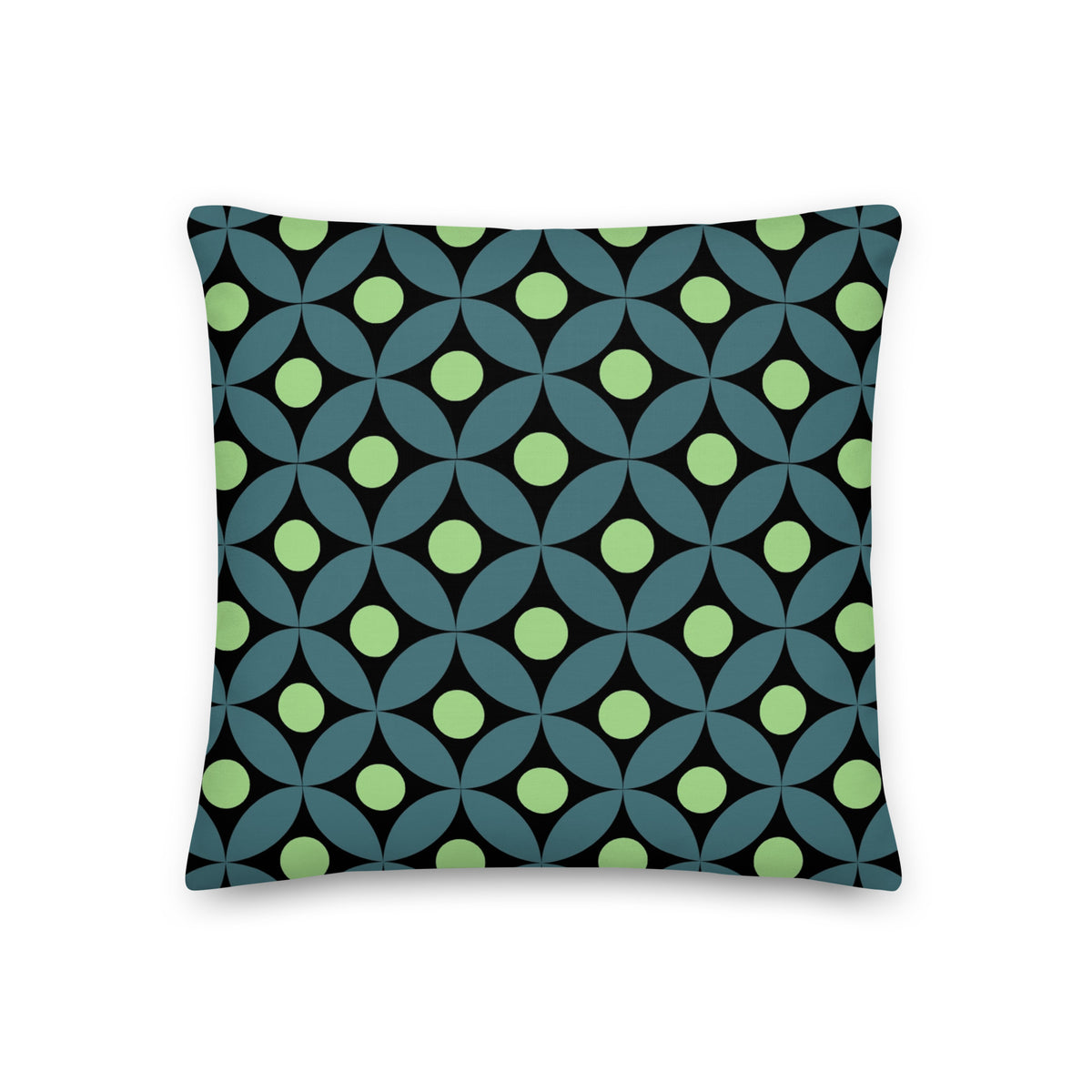 Mid-Century Modern Geometric Pillow in Ocean - Teal and Lime Green Coastal Pattern product image