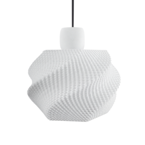 White textured pendant light on a white background