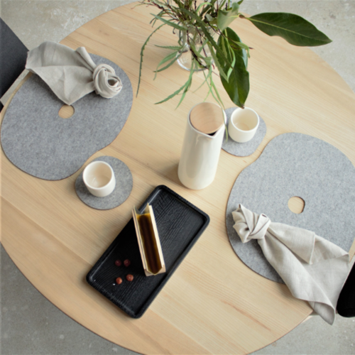 Natural Wool Felt Placemat & Coaster Set MILLESTONES| Grey or Black