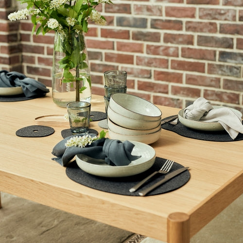 Natural Wool Felt Placemat & Coaster Set MILLESTONES| Grey or Black