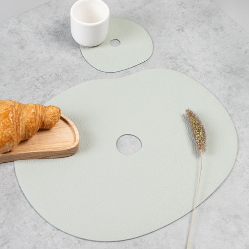 Natural Leather Placemat & Coaster Set | Grey Blue