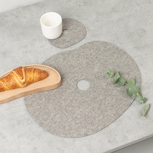 Natural Wool Felt Placemat & Coaster Set MILLESTONES| Grey or Black