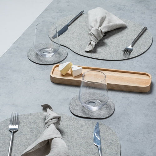 Natural Wool Felt Placemat & Coaster Set MILLESTONES| Grey or Black