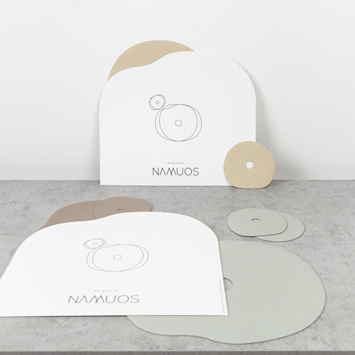 Natural Leather Placemat & Coaster Set | Grey Blue
